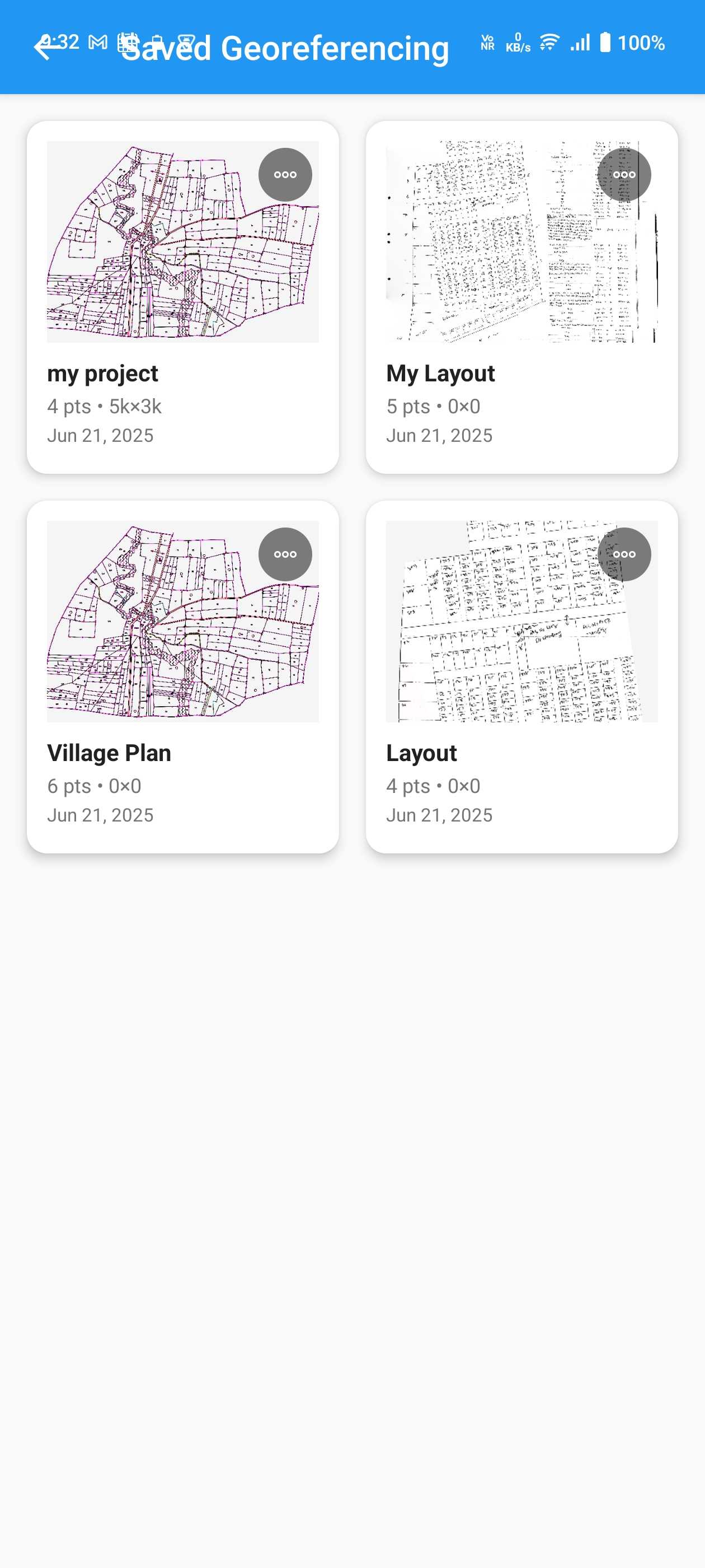 Saved Georeferencing Projects